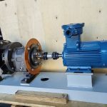 Durco Mark III Group 3 casing large frame volute in exotic alloys — ANSI B73.1 complete pump assembly with baseplate and coupling