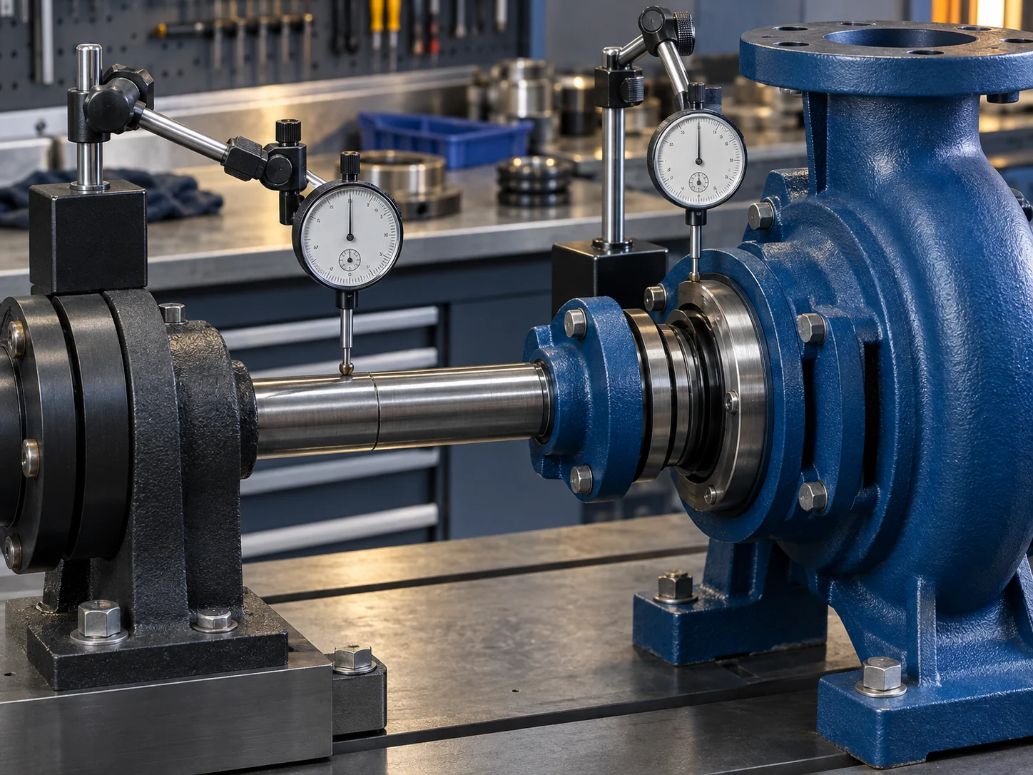 Dial indicator measurement points for Durco Mark III shaft sleeve runout seal chamber face runout and register concentricity