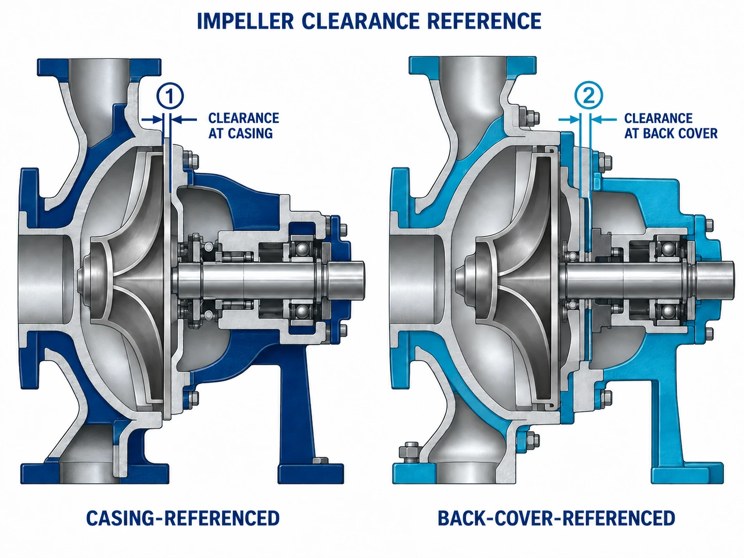 Goulds 3196 versus Durco Mark 3 impeller clearance reference diagram