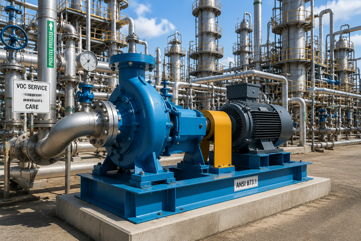 ANSI B73.1 process pump with mechanical seal for VOC compliance chemical applications