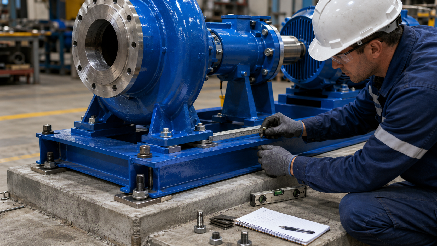 Pump-foot and baseplate mounting interface check before installation