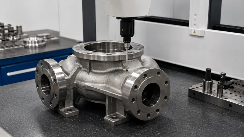CMM dimensional inspection of an ANSI pump casing and flange interfaces