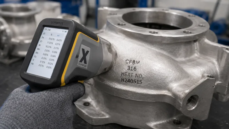 PMI material verification of a 316 stainless steel ANSI pump casing