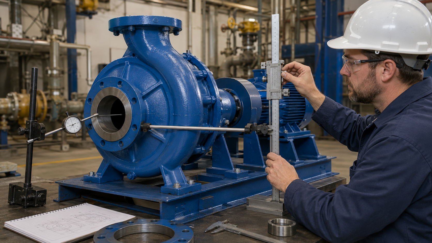 Measurement of suction and discharge nozzle coordinates on an ANSI process pump