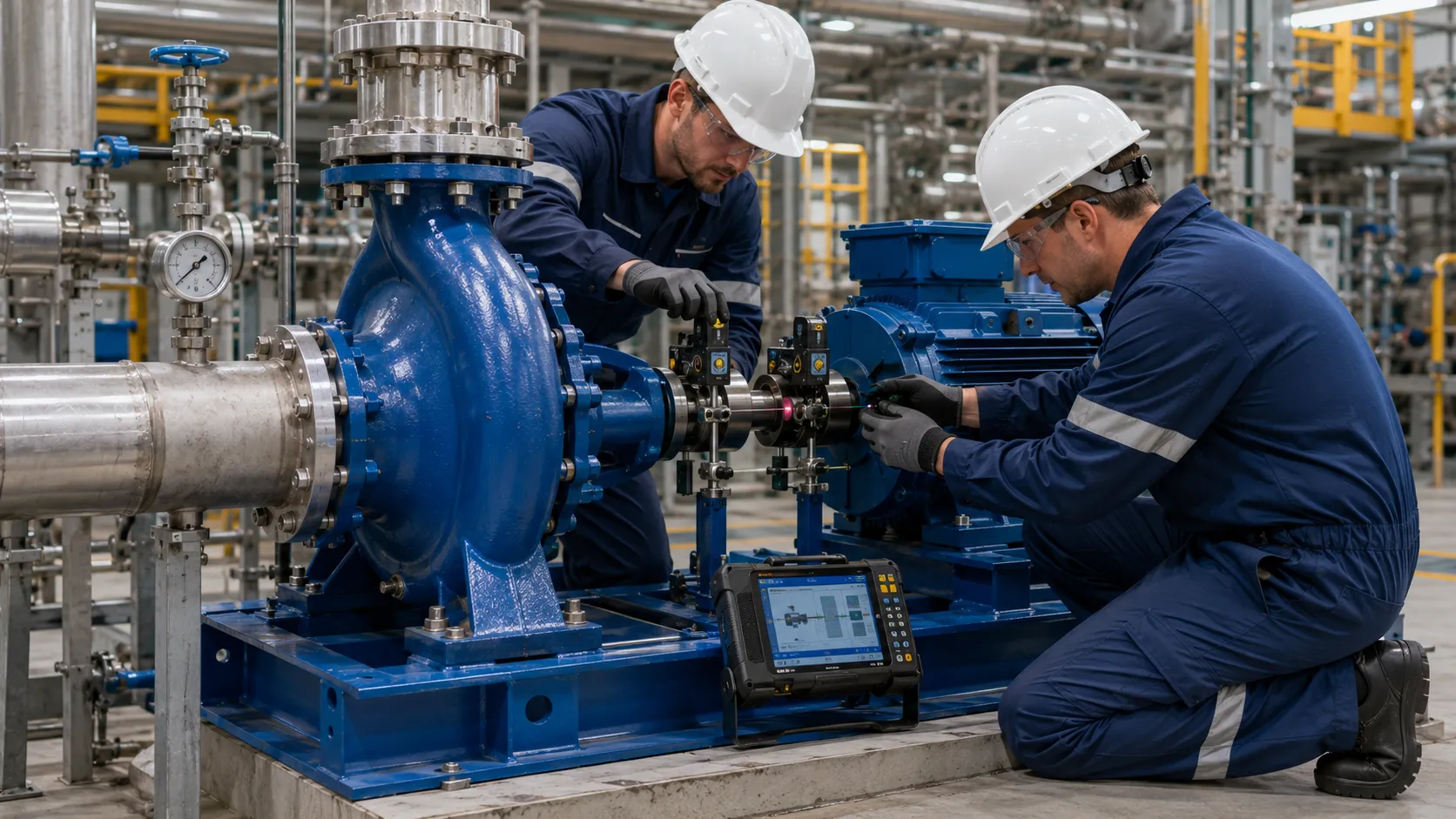 Laser alignment during an ANSI pump pilot retrofit installation