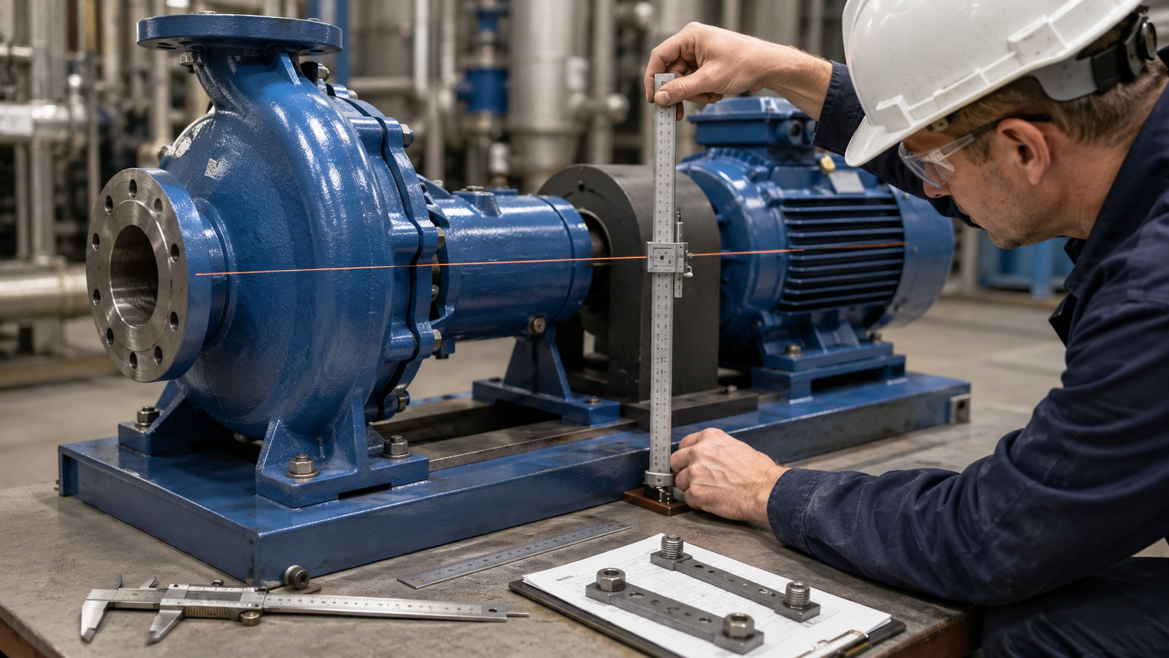 Shaft centerline height and pump-foot dimension inspection for an ANSI pump replacement