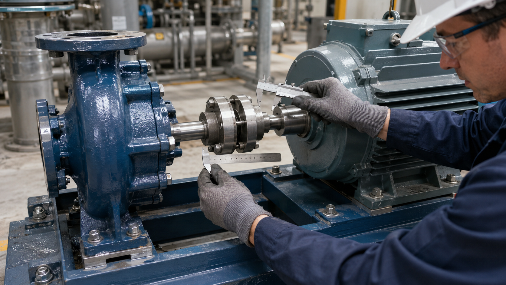 Shaft extension and coupling position verification for a replacement process pump