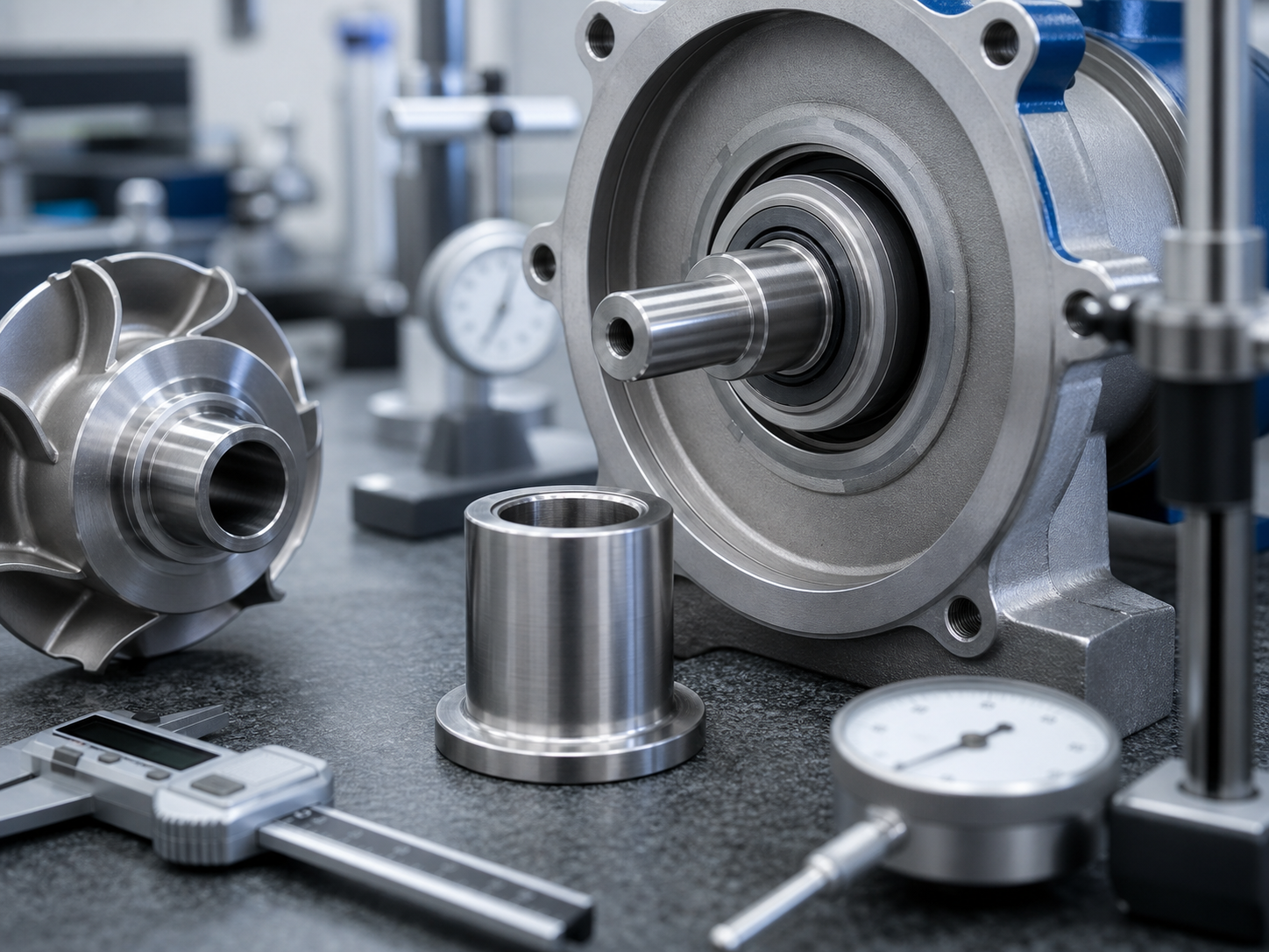 Pump shaft sleeve and seal chamber dimensional inspection with caliper and dial indicator