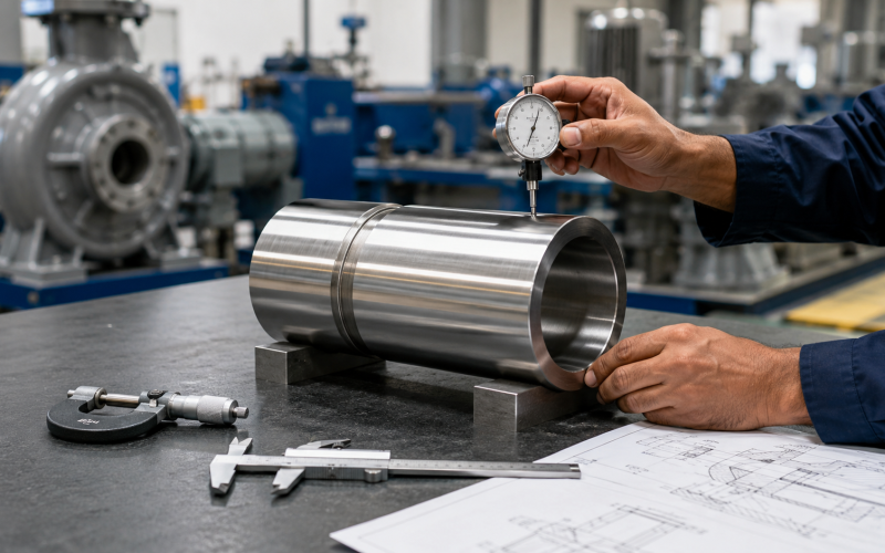Dimensional inspection of a CD4MCuN pump shaft sleeve