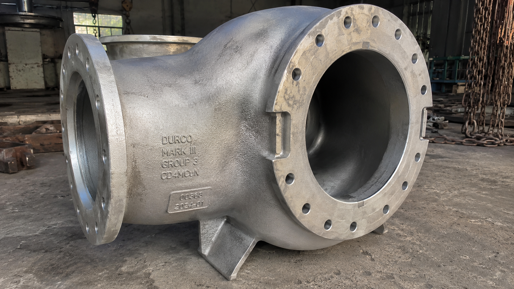 Durco Mark III Group 3 large frame replacement volute casing — raw alloy casting