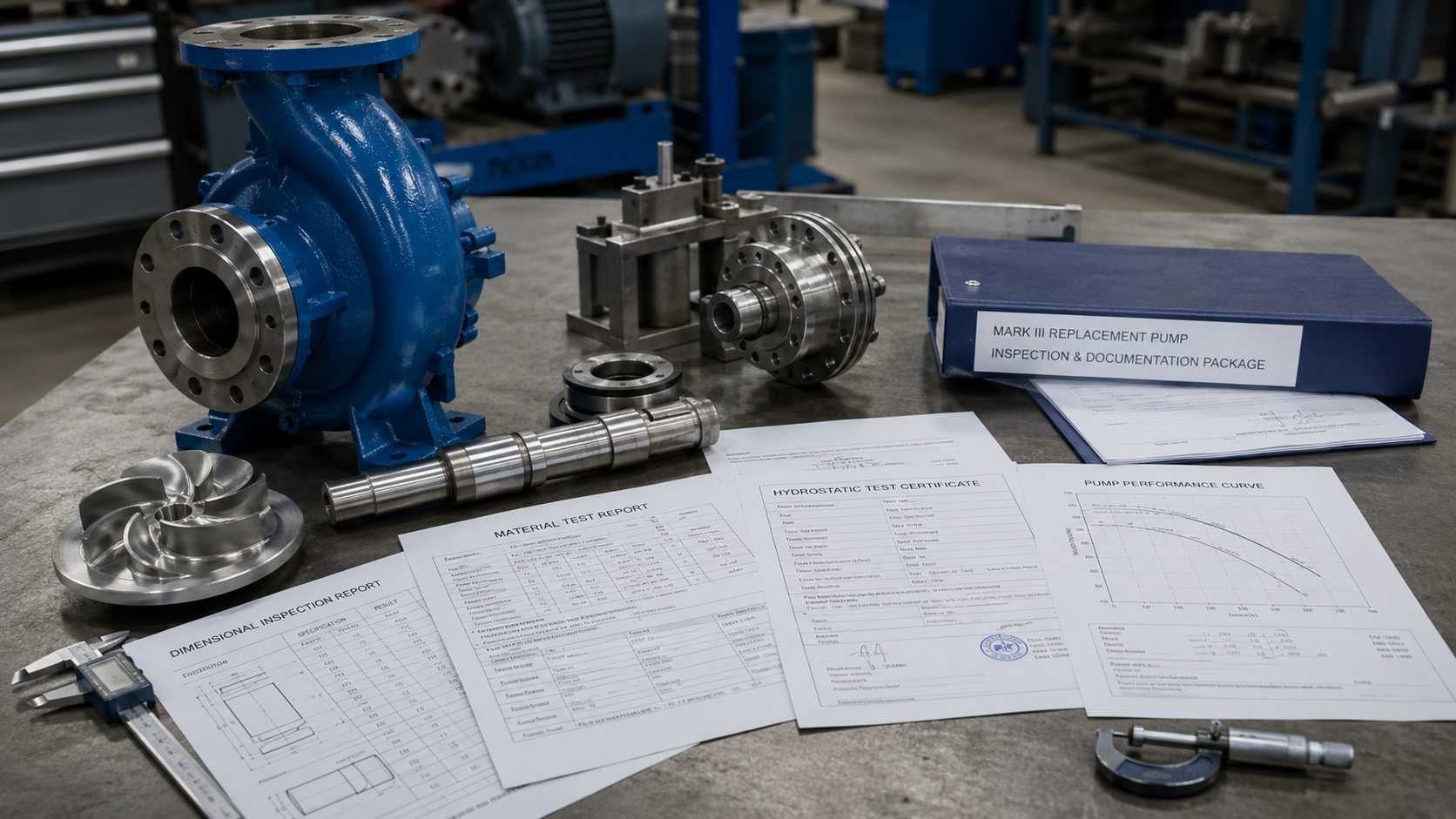 Inspection and material documents for a Durco Mark III replacement pump