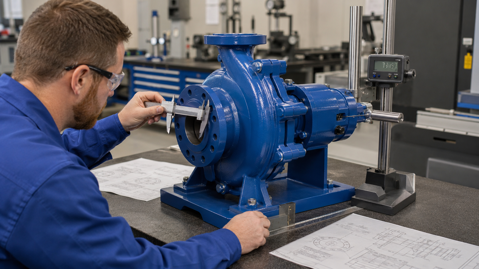 Measurement of flange position, shaft centerline and mounting feet for a Goulds 3196 replacement
