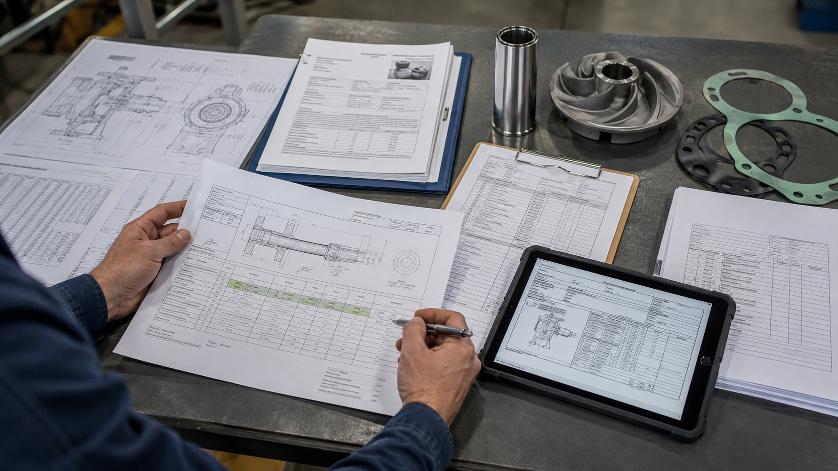 Inspection and engineering documents for a Goulds 3196 aftermarket replacement