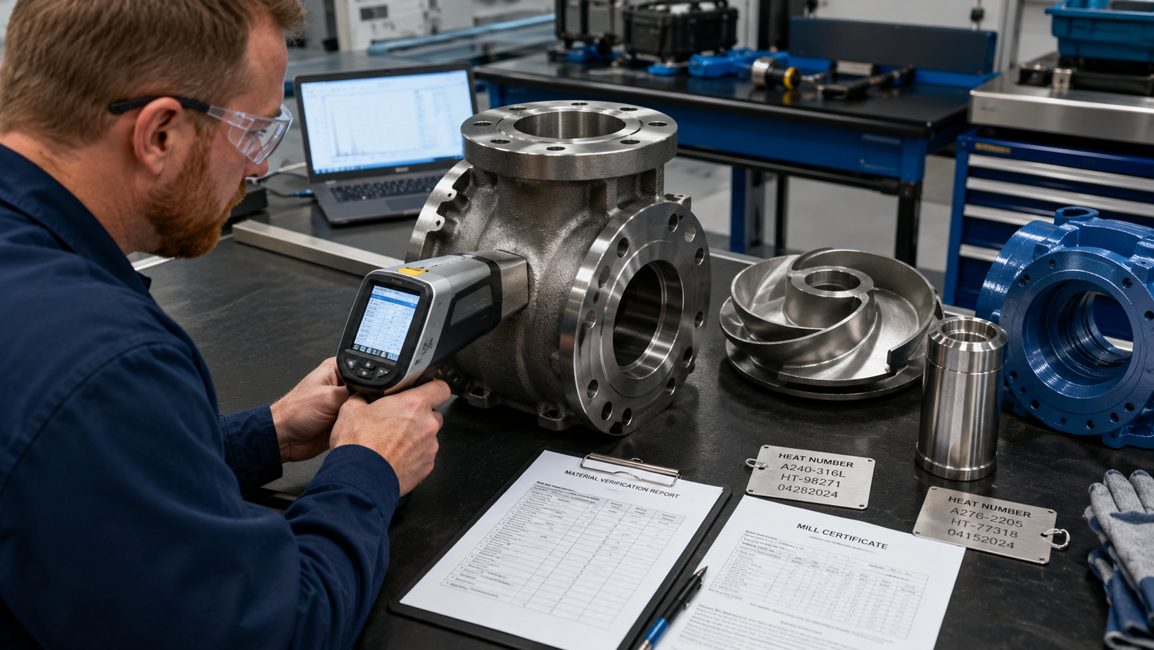 PMI and material traceability verification for Goulds 3196 replacement parts