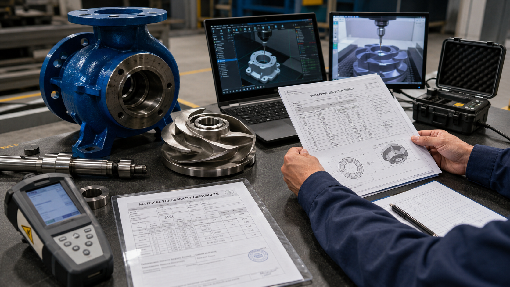 Material and inspection documents for Goulds 3196 replacement components