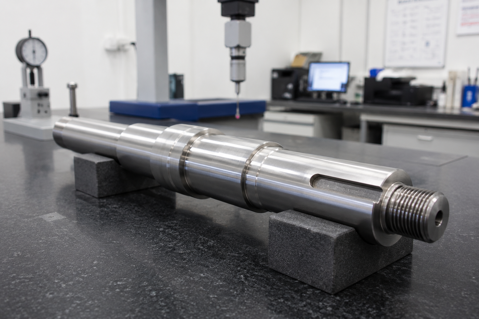 Stainless steel ANSI pump shaft replacement — precision-ground journals for Durco Mark III