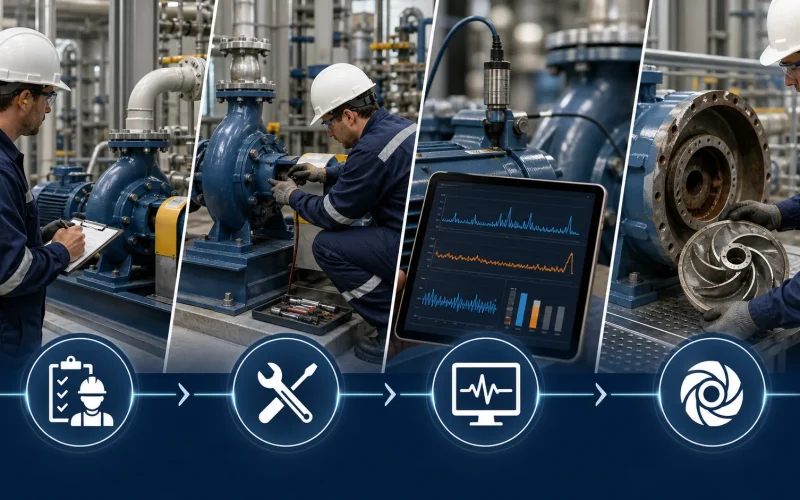 Four-layer centrifugal pump maintenance plan from operator checks to planned outage inspection