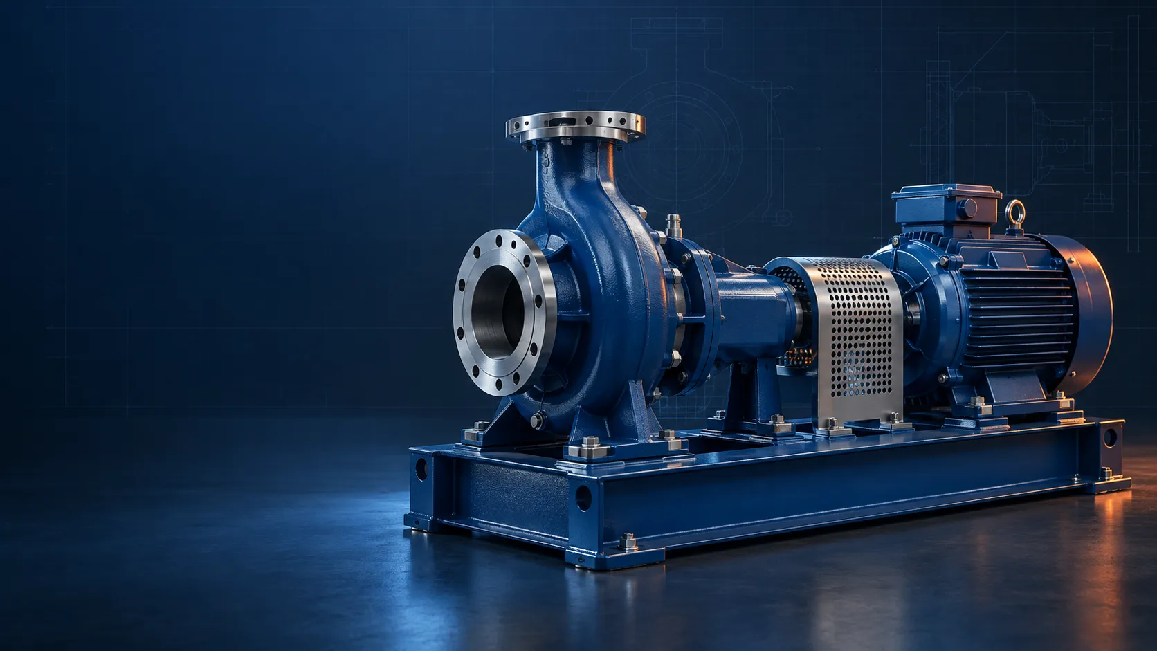 Engineering illustration of an SNS process pump replacement and motor