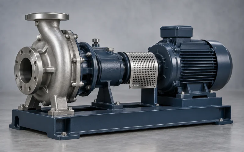 Illustrative horizontal process pump and motor assembly for the Summit 2196 replacement-parts guide.