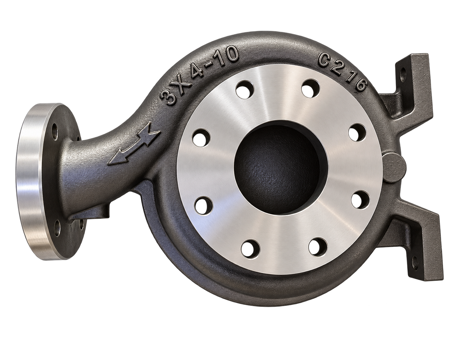 Pump casing with visible 3X4-10 and C-276 casting marks