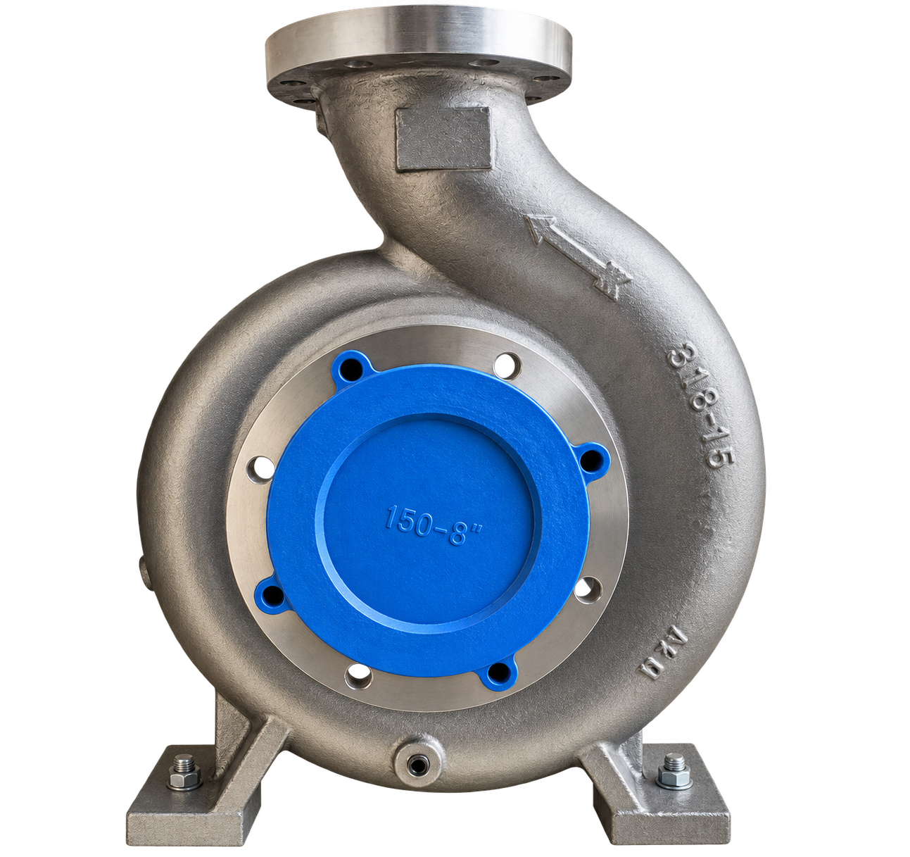 Volute pump casing with machined cover face and protected flange