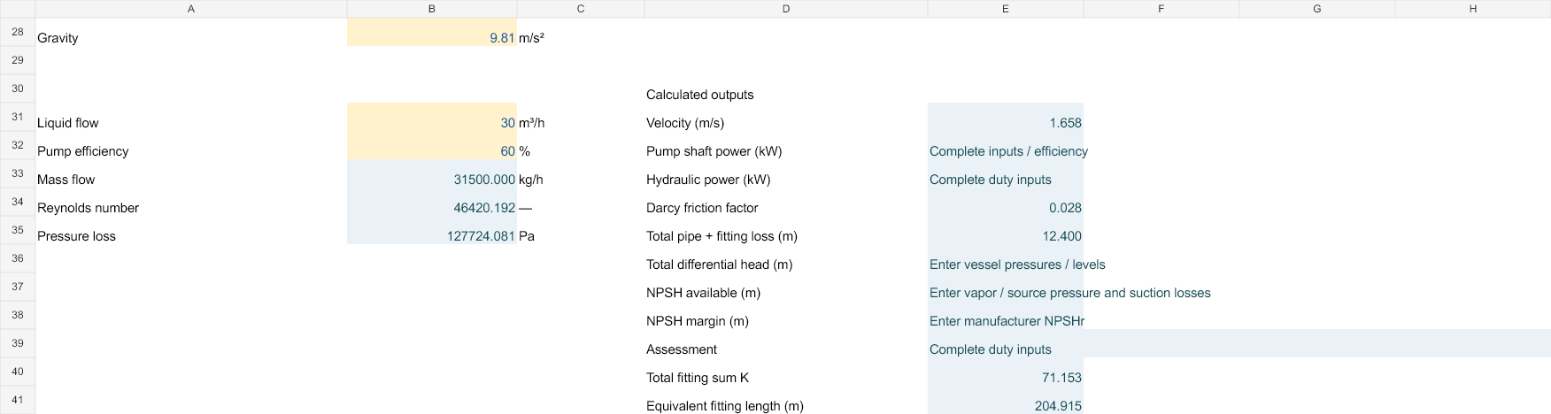 Centrifugal Pump Calculation Workbook workbook preview